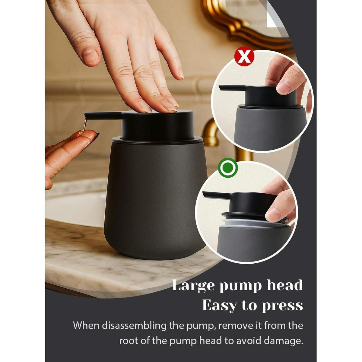 SEIFENSPENDER Keramik Grau 350 ml - Schwarz, Keramik (9.2/12.5/9.2cm)