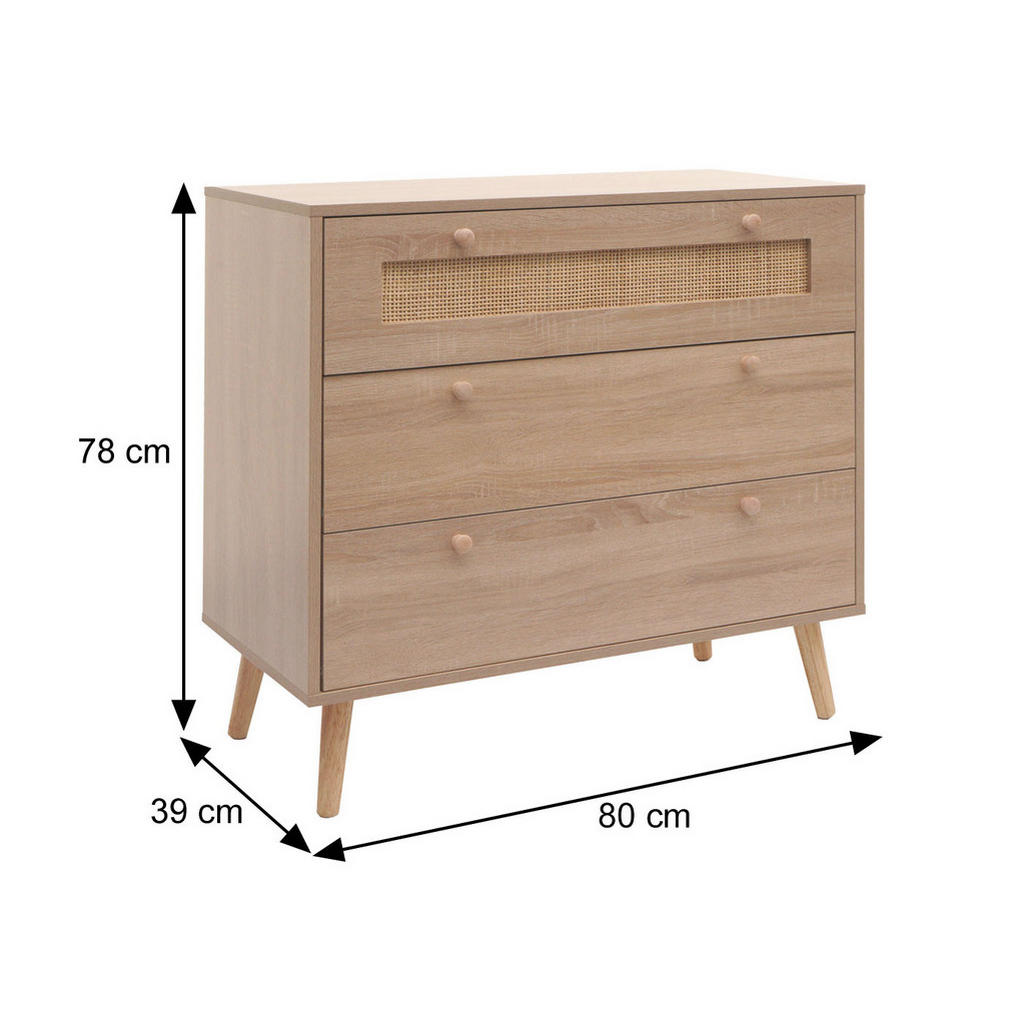 Thumbnail - MCW Schubladenkommode, Braun, Holzwerkstoff, 80x78x39 cm, Wohnzimmer, Kommoden & Sideboards, Kommoden