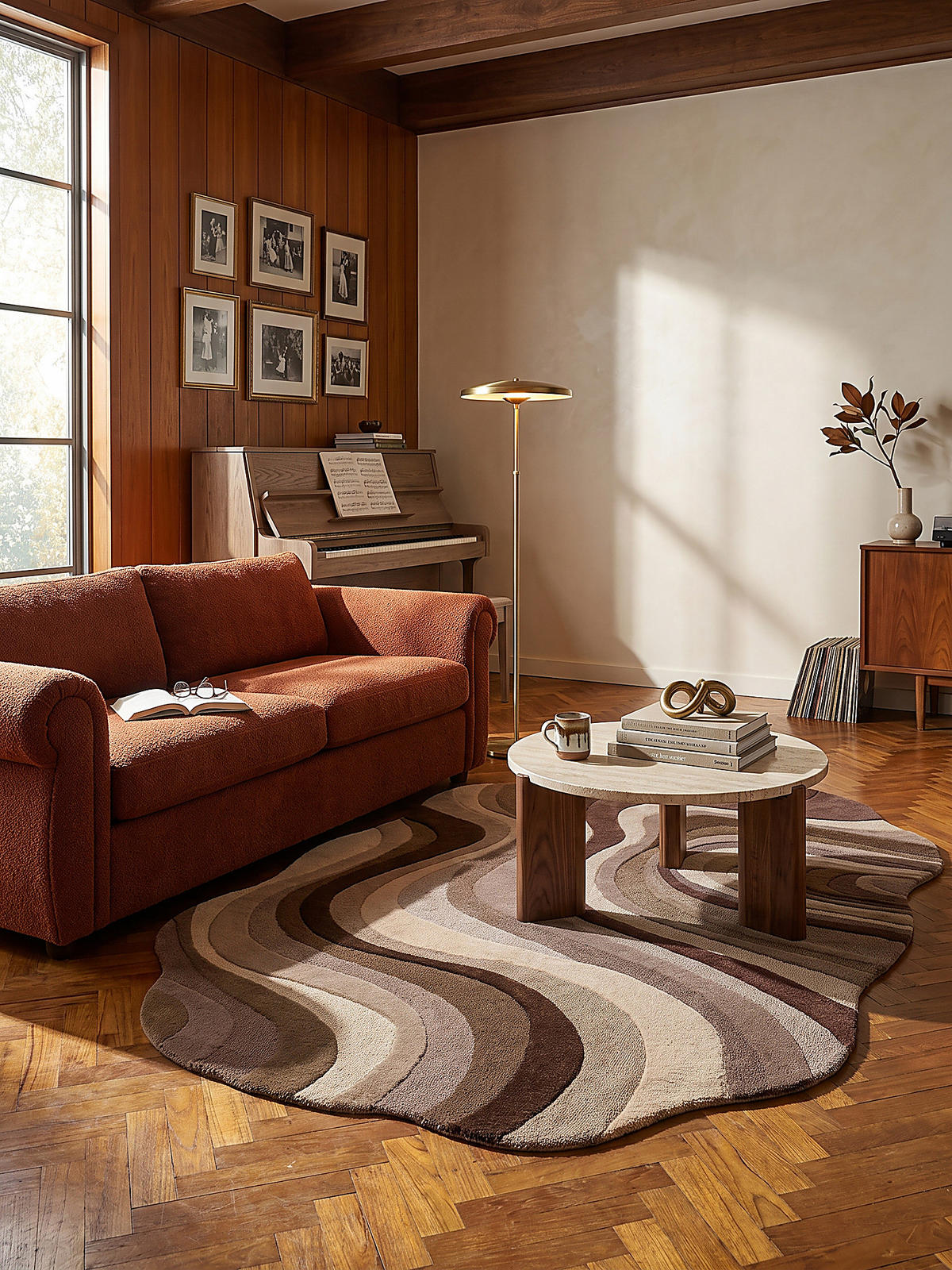 TEPPICH aus Wolle, handgetuftet, EFFRA, in Natur, Wellen-Swirl, 140 x 200 cm - Beige, Textil (140/200cm) - KADIMA DESIGN