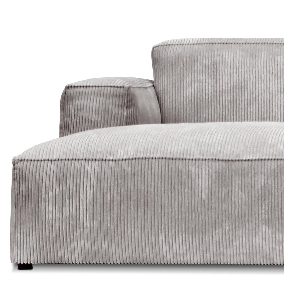 ECKSOFA mit Longchair - Hellgrau/Schwarz, Kunststoff/Textil (345/170cm) - home24