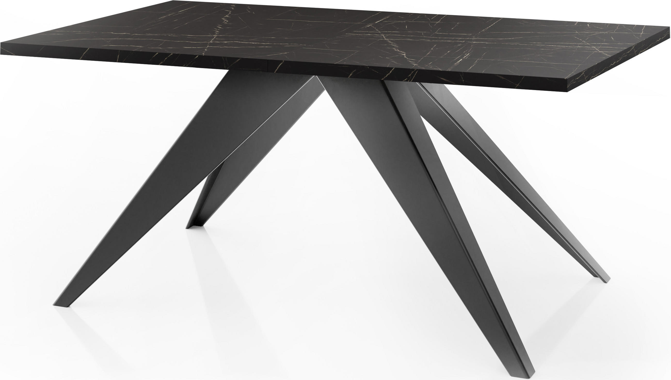 ESSTISCH Vance rechteckig ausziehbar, Marmor Schwarz 140-240/80/76 cm - Anthrazit/Schwarz, Holzwerkstoff/Metall (140/80/76cm) - WFL GROUP