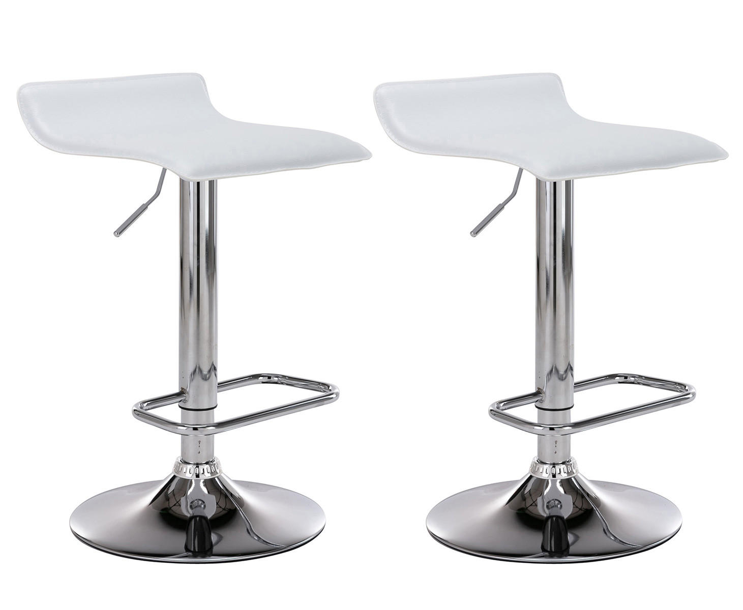 BARHOCKER 2er Set Lederlook weiß - Chromfarben/Weiß, Textil/Metall (38/65/41cm) - CLP