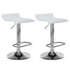 BARHOCKER 2er Set Lederlook weiß - Chromfarben/Weiß, Textil/Metall (38/65/41cm) - CLP