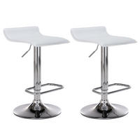 BARHOCKER 2er Set Lederlook weiß - Chromfarben/Weiß, Textil/Metall (38/65/41cm) - CLP