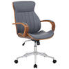 DREHSTUHL Lederlook walnuss/grau - Chromfarben/Walnussfarben, Textil/Metall (63/100/68cm) - CLP