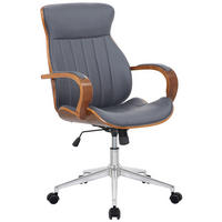 DREHSTUHL Lederlook Walnuss/Grau - Chromfarben/Walnussfarben, Textil/Metall (63/100/68cm) - CLP