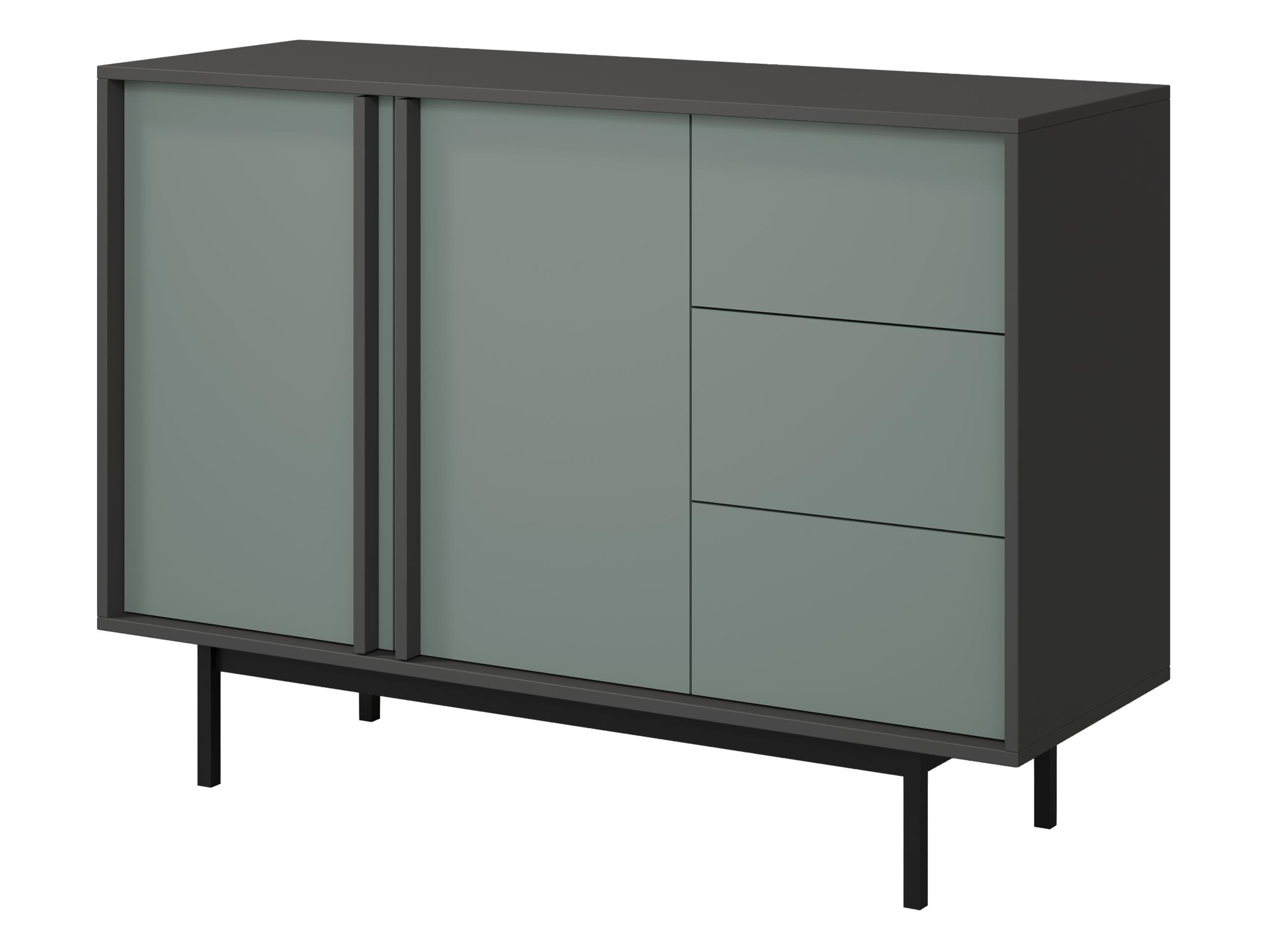 KOMMODE Alsy 3S2D AL07 - Anthrazit/Grün, Holzwerkstoff/Kunststoff (123/87/43cm) - MIRJAN24