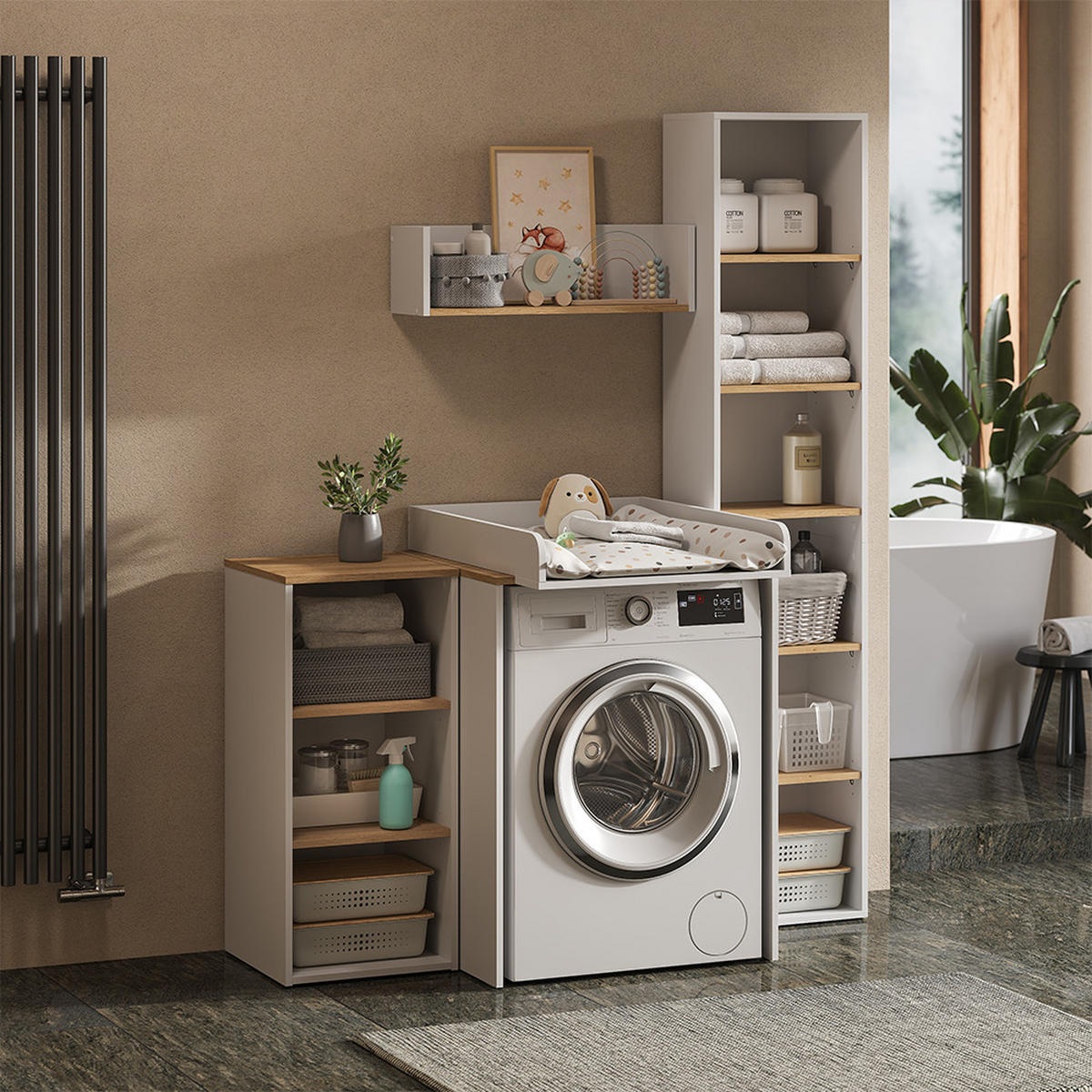 STĚNOVÁ POLICE Viktor Bílá/Artisan - bílá, kompozitní dřevo (67.8/20/20cm) - Vicco