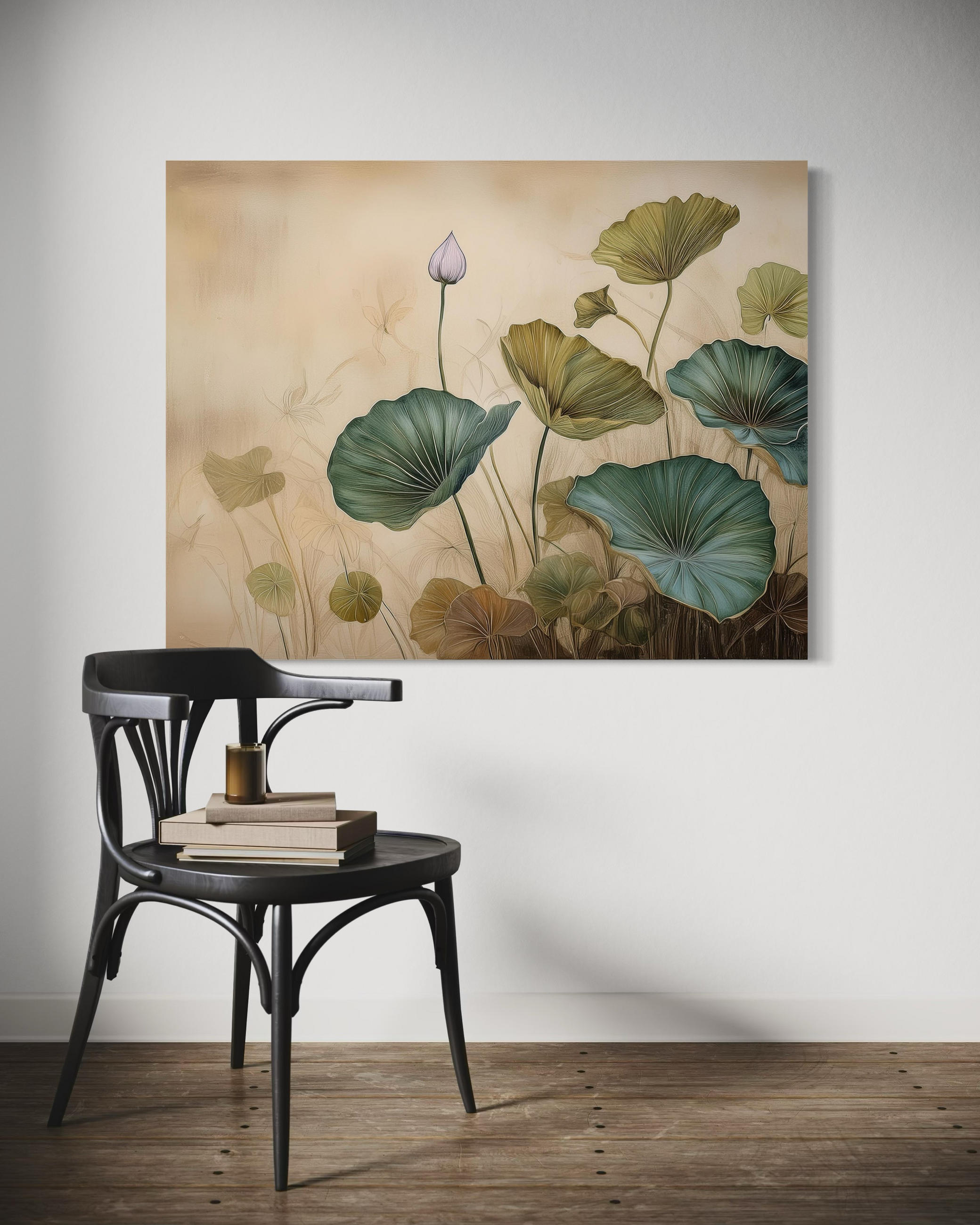 WANDBILD lilien blätter pflanzen - Beige, Textil (60/40cm) - Feeby