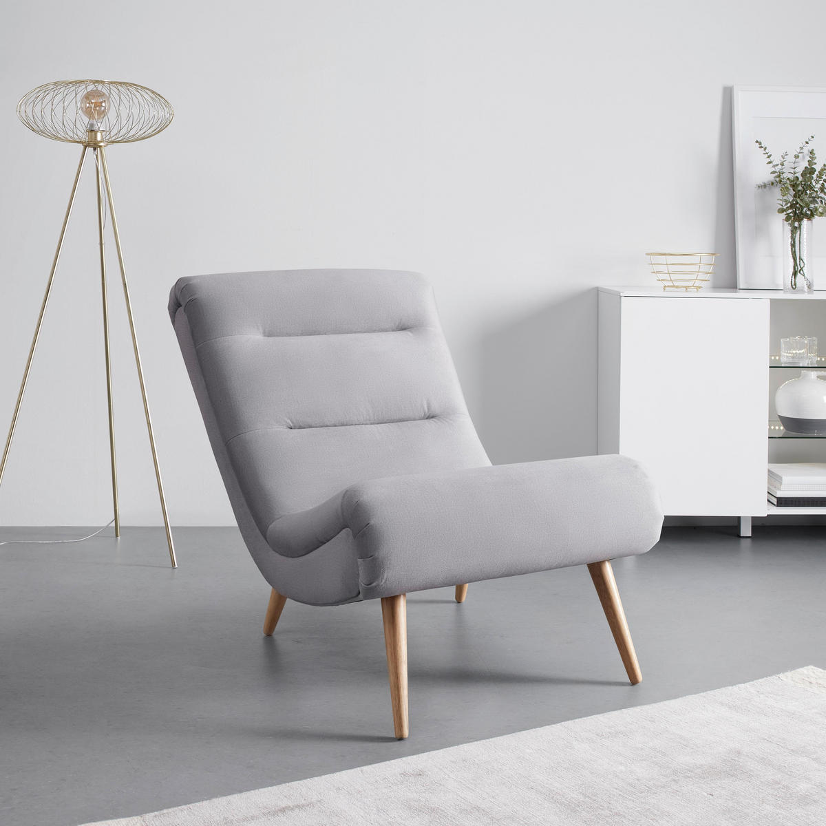 SESSEL Jan Hellgrau Samt - Hellgrau, Holz (102/74/90cm) - Bessagi Home