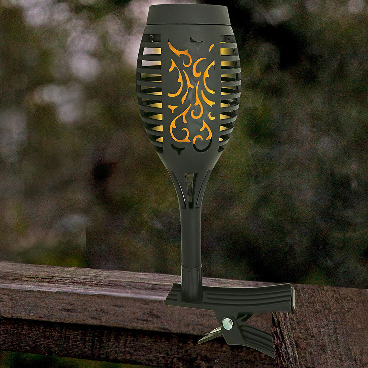 LED AUSSENLEUCHTE Solarfackeln Schwarz - Schwarz, Kunststoff (7.5/7.5/26cm)