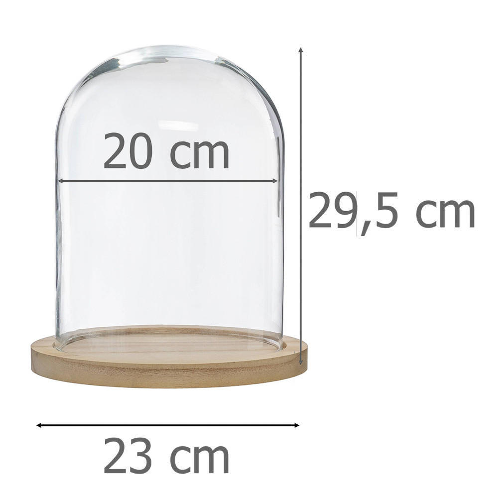 DEKO-GLASKUPPEL mit Holzbasis Ø 24 cm - Beige, Glas (23/29.5/23cm) - Atmosphera Createur d´interieur