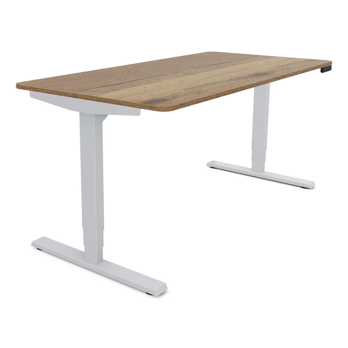 SCHREIBTISCH Elektrisch höhenverstellbarer Schreibtisch Y-Line Curved Eiche Tabak Weißaluminium 160/70/62-127cm - Weiß Hochglanz/Silberfarben, Holzwerkstoff/Metall (70/160/127cm) - ASSMANN