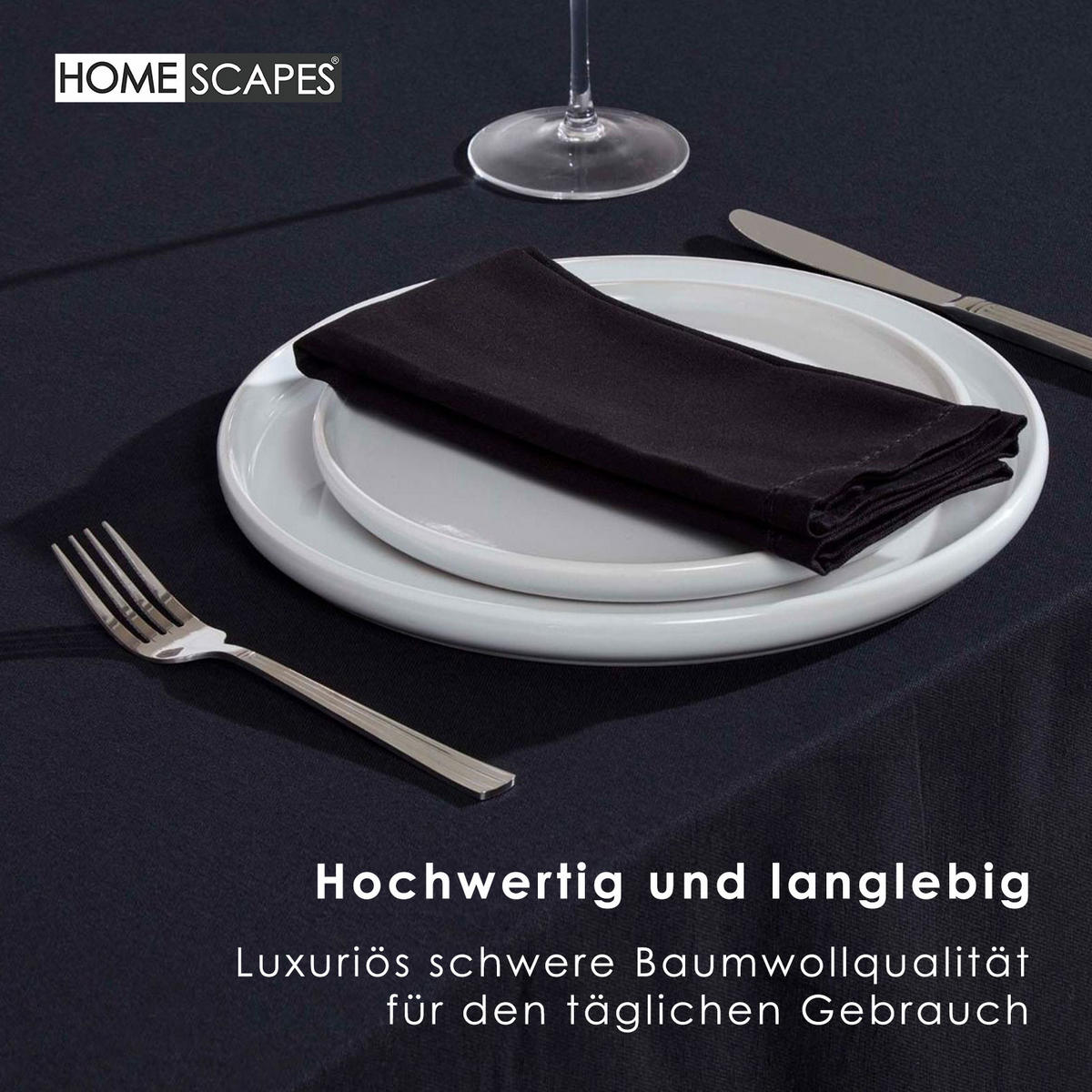 TISCHDECKE schwarz rund 178 cm, 100% Baumwolle - Schwarz, Textil (178/178cm) - Homescapes