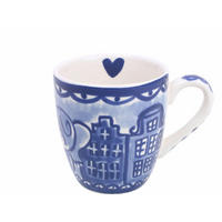 MINI-BECHER Küssend in weiß/blau - 0.2L - Multicolor, Keramik (0.2L) - Blond Amsterdam
