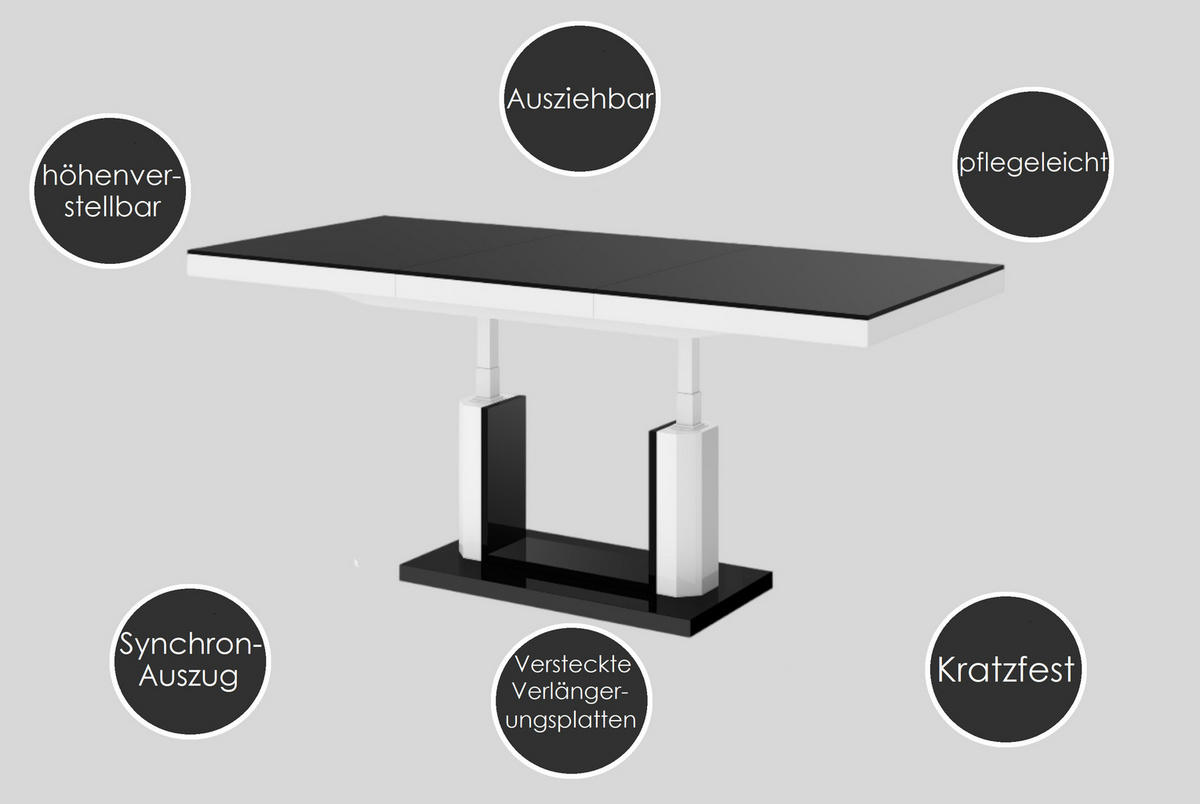 COUCHTISCH rechteckig Eiche Natur - Weiß Hochglanz 120/75/54 cm - Eichefarben/Weiß Hochglanz, Holzwerkstoff (75/120/54cm) - designimpex