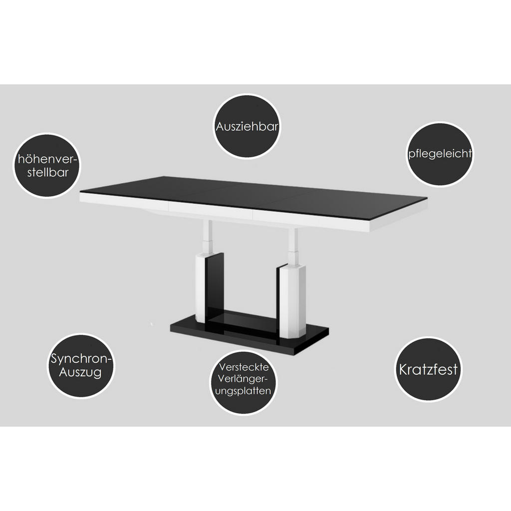 Thumbnail - designimpex Couchtisch, Hellgrau, Weiß Hochglanz, Holzwerkstoff, Rechteckig, 120x54x75 cm, Wohnzimmer, Wohnzimmertische,...