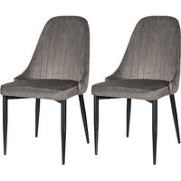 ESSZIMMERSTUHL Tila – 2er Set aus Samt, Grau, mit Metallgestell - Dunkelgrau/Schwarz, Textil/Metall (47/94/46cm) - Jana