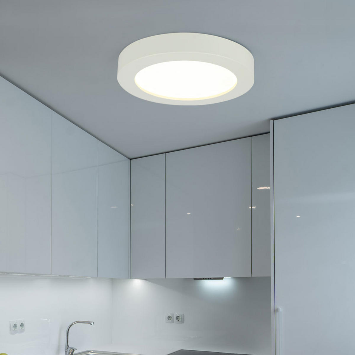 LED PANEL PAULA Weiß Kunststoff - Weiß, Kunststoff (22.6/22.6/3.5cm)