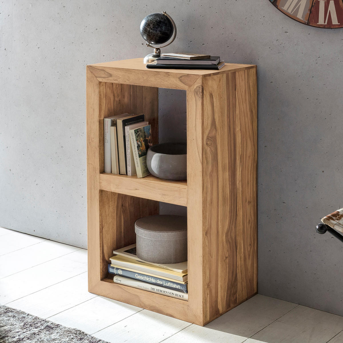 REGAL Massivholz Akazie Rustikal Handgefertigt, Beige 50x35x88 cm - Beige, Holz (50/88/35cm) - KADIMA DESIGN