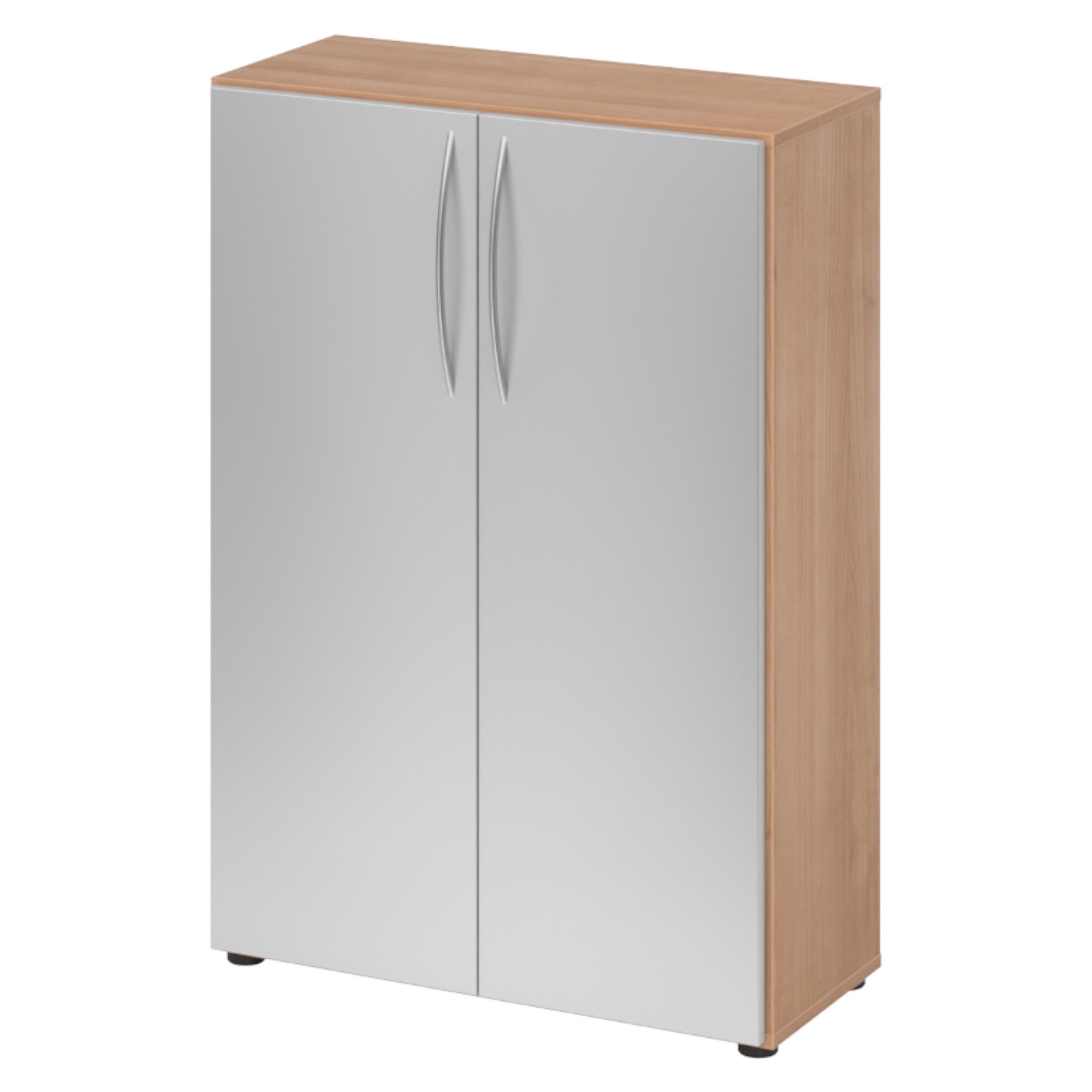 AKTENSCHRANK - 3 Ordnerhöhen 35/80/114,4 cm in Nussbaumfarben/Silberfarben - Silberfarben/Nussbaumfarben, Holzwerkstoff (80/114.4/35cm) - bümö