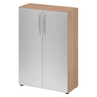 AKTENSCHRANK - 3 Ordnerhöhen 35/80/114,4 cm in Nussbaumfarben/Silberfarben - Silberfarben/Nussbaumfarben, Holzwerkstoff (80/114.4/35cm) - bümö