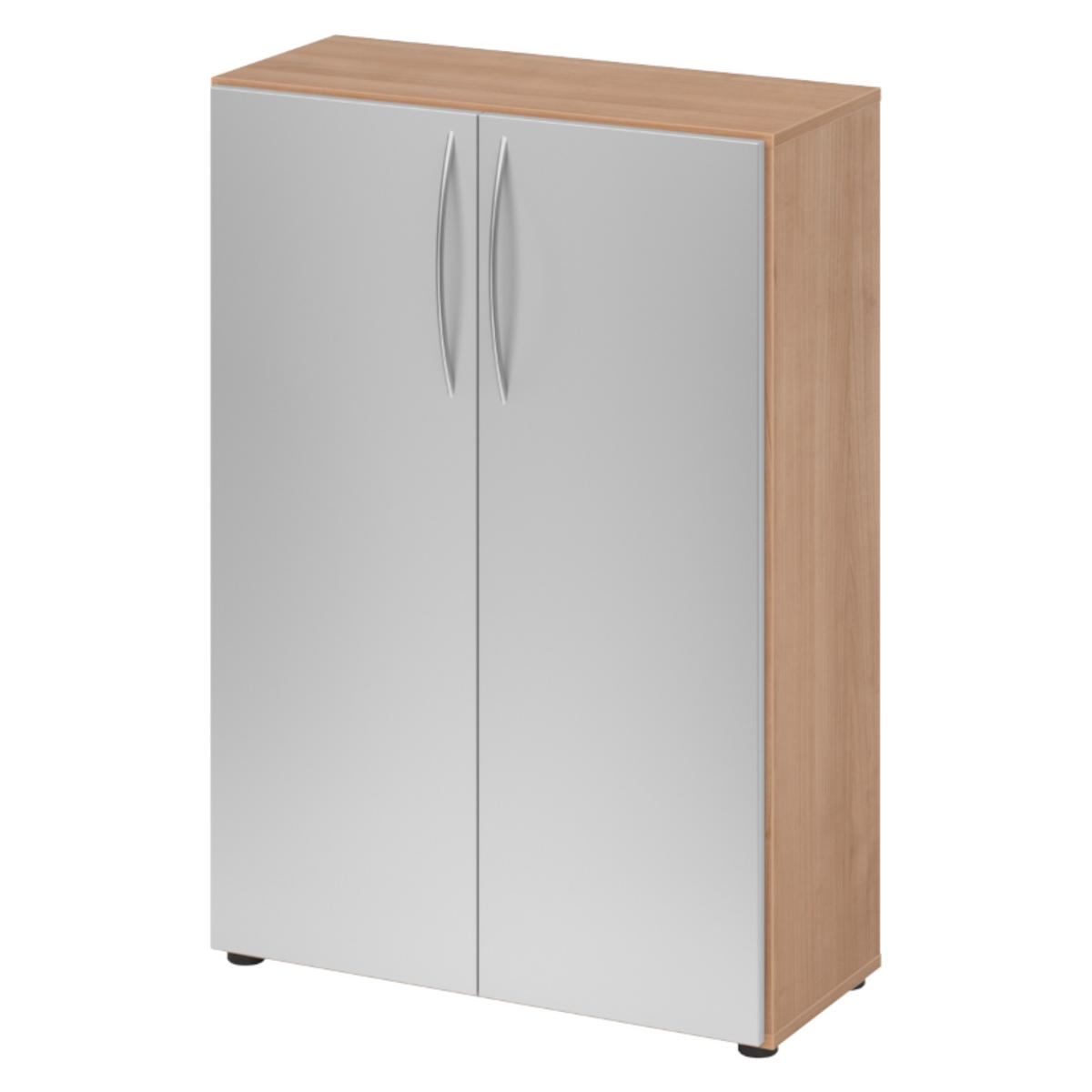 AKTENSCHRANK - 3 Ordnerhöhen 35/80/114,4 cm in Nussbaumfarben/Silberfarben - Silberfarben/Nussbaumfarben, Holzwerkstoff (80/114.4/35cm) - bümö