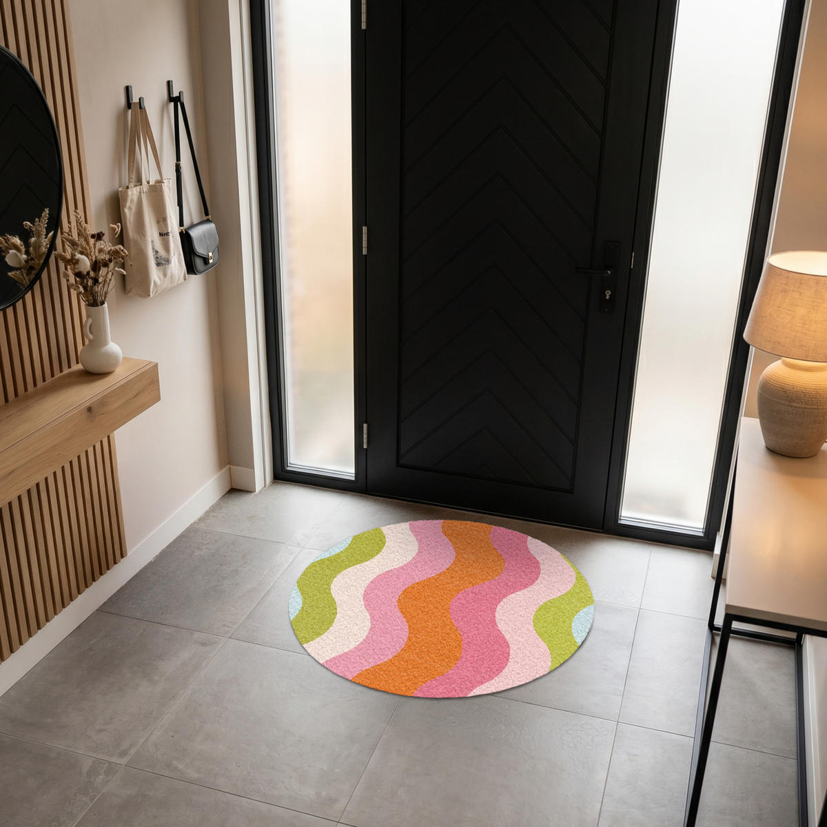 ROHOŽKA Oběžné dráhy - Vlny - Barevné - Vertikální 90x90 cm - různobarevná, textil/umělá hmota (90/0.4cm) - MuchoWow