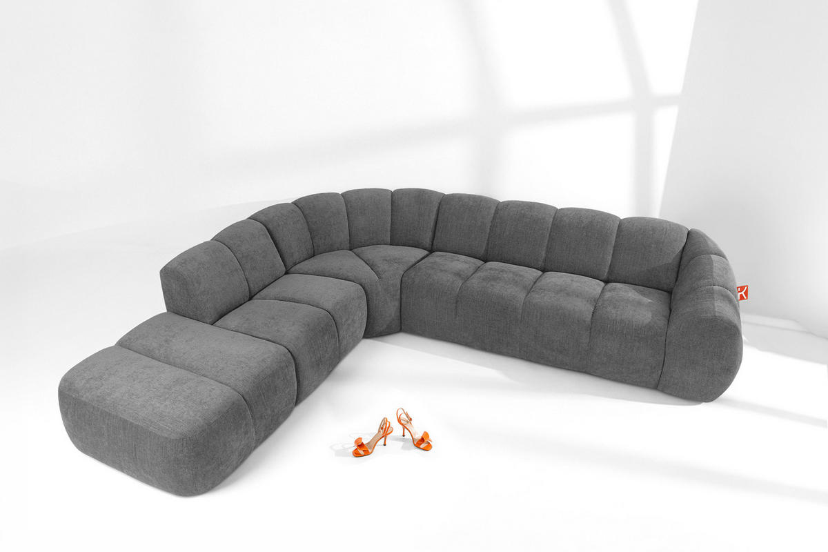 ECKSOFA LINKS FLAVA, Aschgrau - Grau, Holz/Holzwerkstoff (310/274cm) - KONSIMO®
