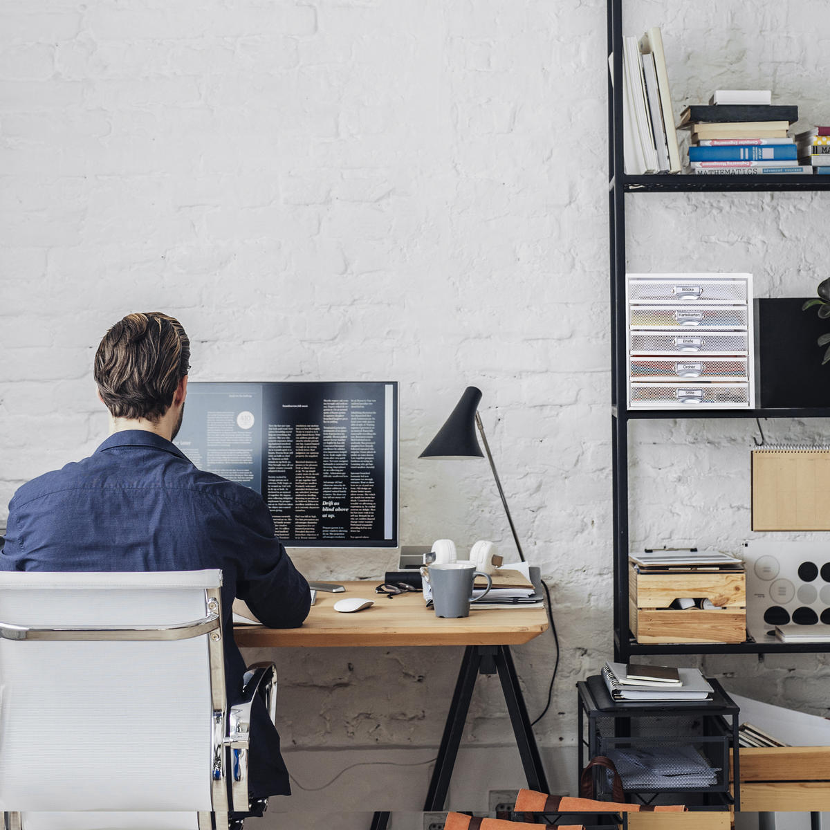 ZÁSUVKOVÝ box - biela, kov (27.5/29/35.5cm) - Relaxdays