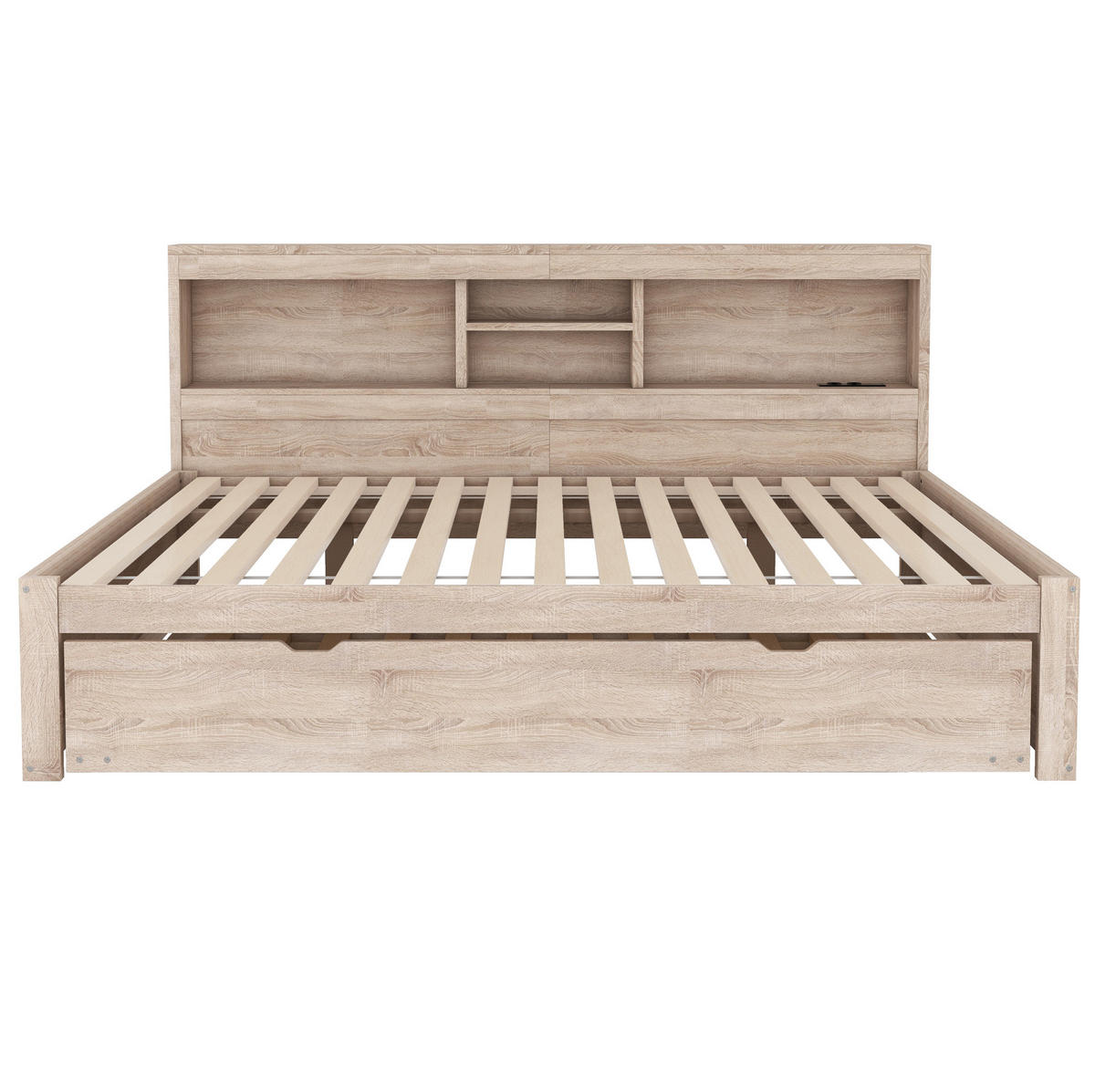 POLSTERBETT 140/200 cm Natur aus Spanplatte und MDF mit Ausziehbett - Naturfarben, Holzwerkstoff (140/200cm) - OKMYHOME