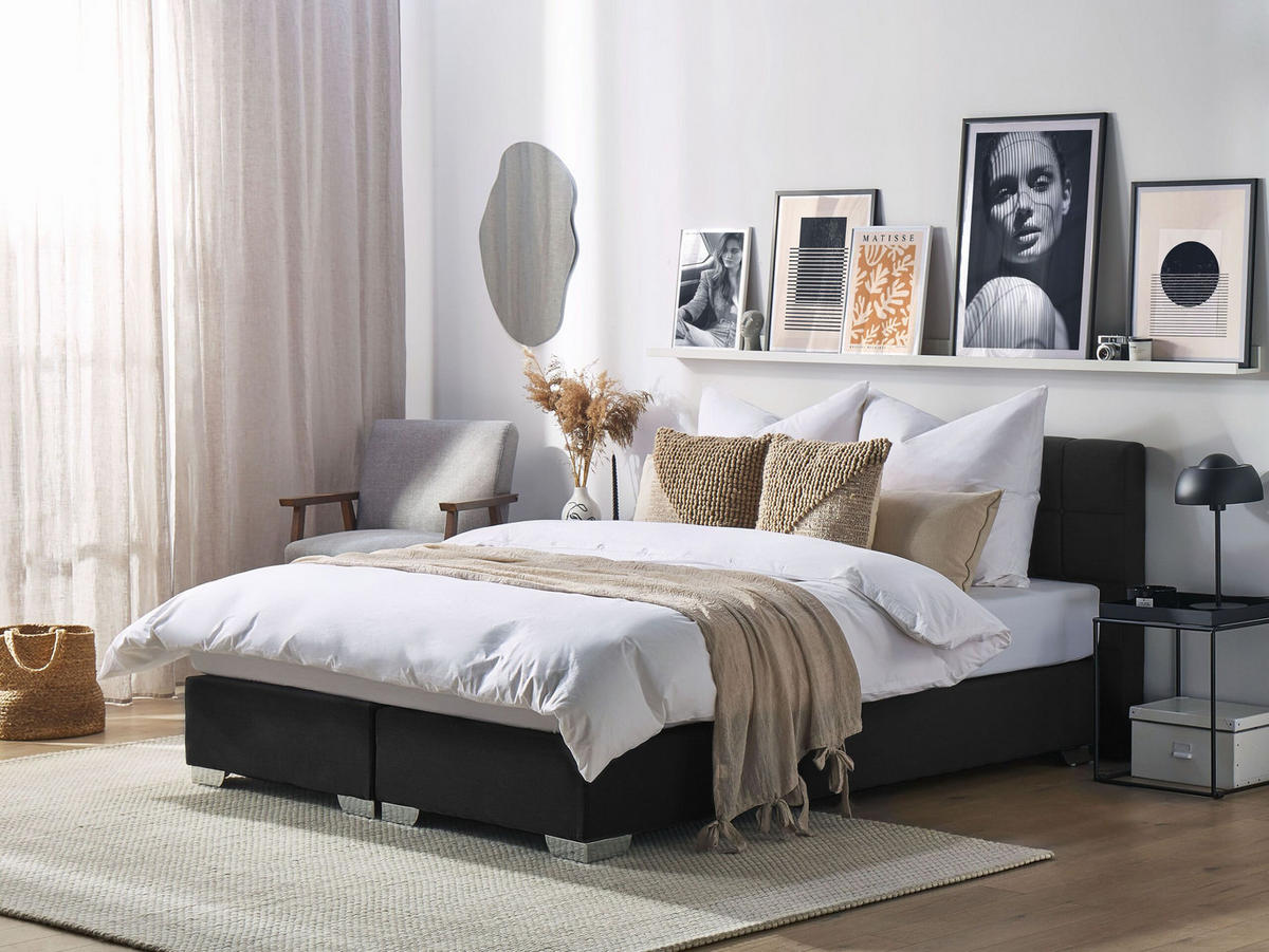 BOXSPRINGBETT 180/200cm Schwarz Admiral - Schwarz, Textil (180/200cm) - Beliani