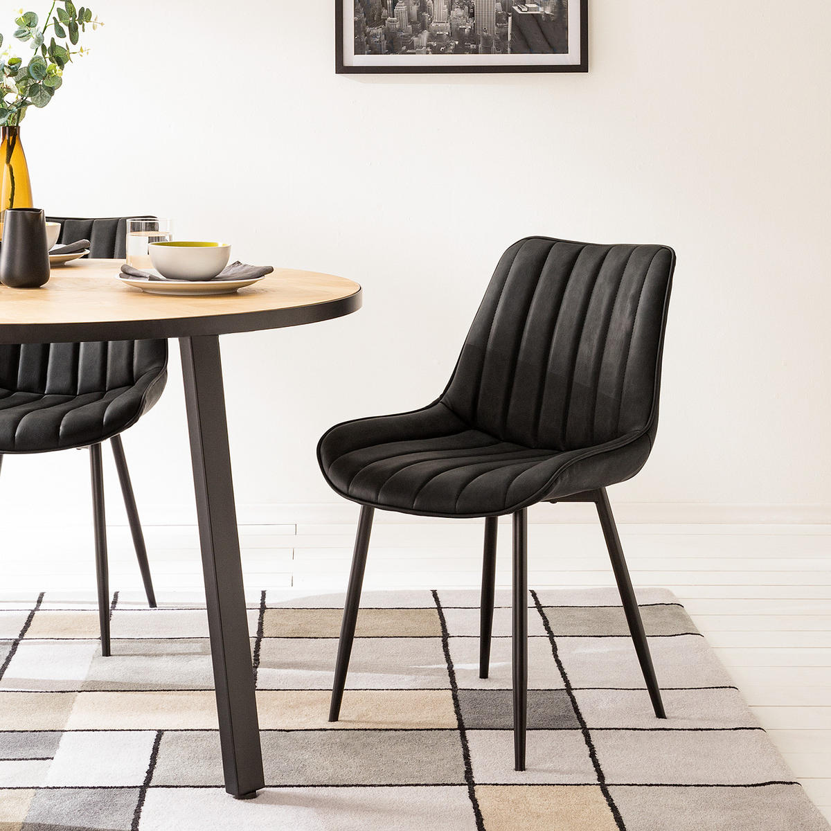POLSTERSTUHL - Kunstleder - Dunkelgrau, Kunststoff/Metall (53/81/60cm) - home24