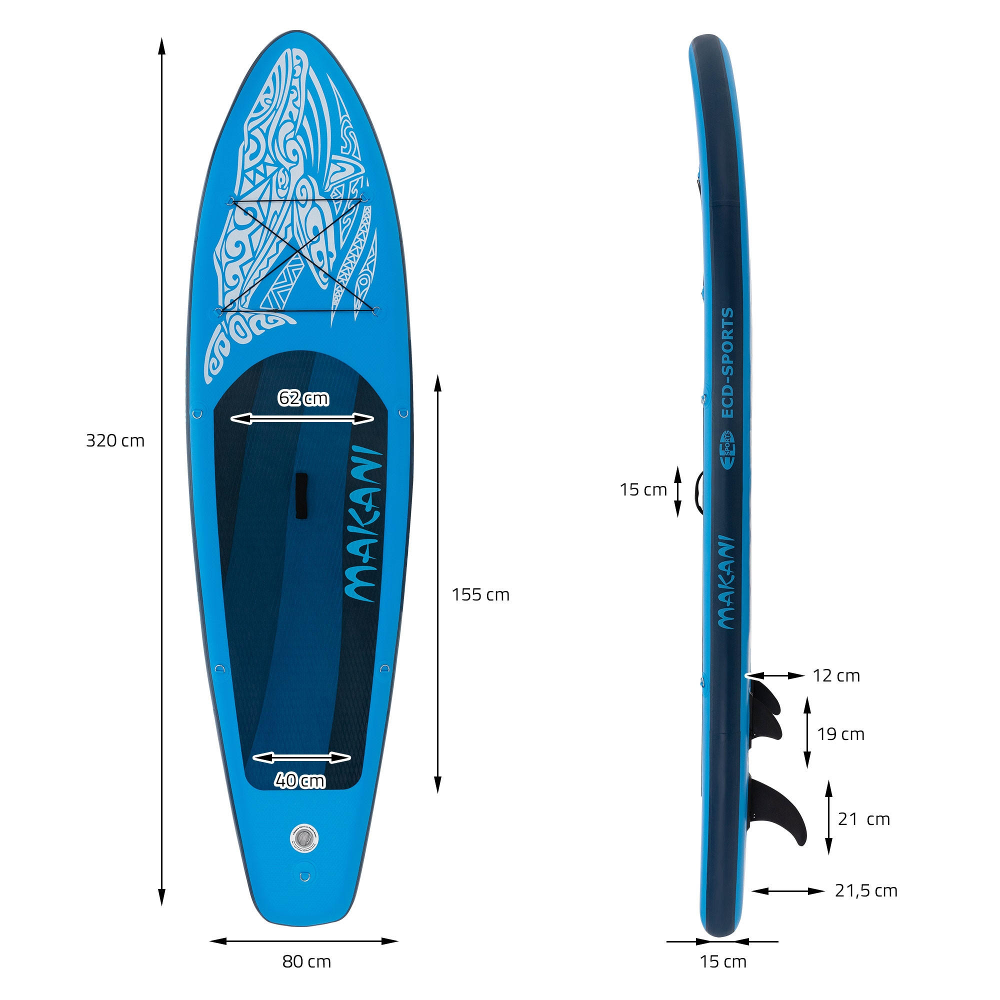 ECD-Germany Stand Blau 80x15x320 cm