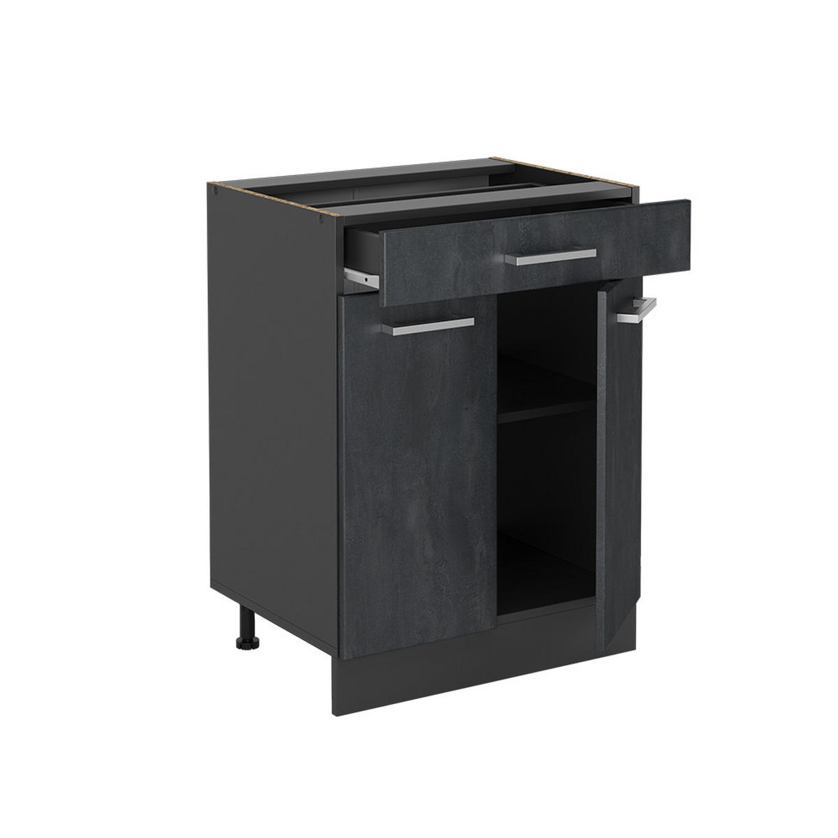 KÜCHENUNTERSCHRANK R-Line Schwarz Beton 80 cm AP Marmor - Anthrazit/Schwarz, Holzwerkstoff (60/81.6/60cm) - Vicco