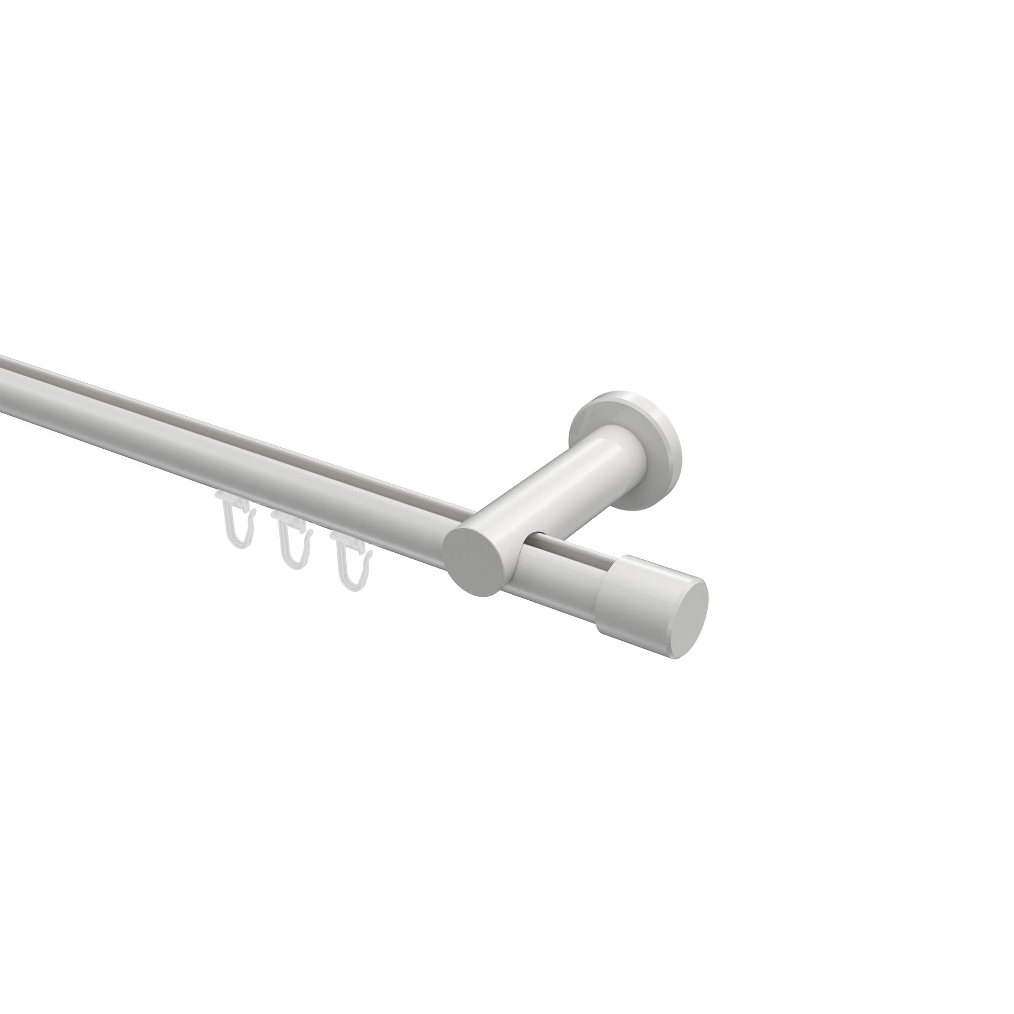 INNENLAUF-GARDINENSTANGEN-SET Platon Santo 260 cm (geteilt in 2 x 130 cm), 1-läufig, 20 mm Ø Weiß - Weiß, Metall (260cm) - INTERDECO