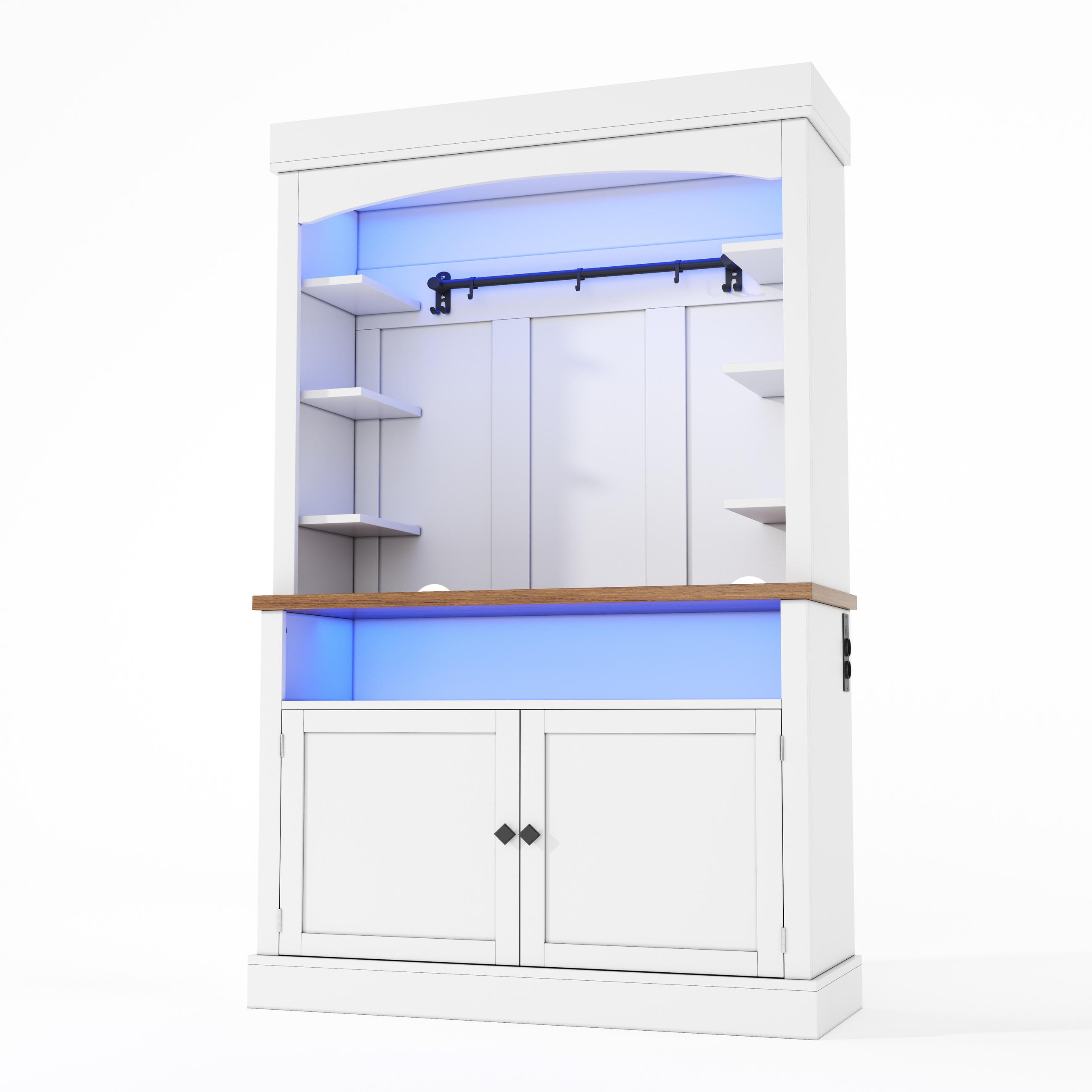 BUFFETSCHRANK weiß aus MDF mit Bogenfront, RGB-LED und Steckdosenleiste 106 × 43 × 183 cm - Weiß, Holzwerkstoff (106/183/43cm) - Luhomfu
