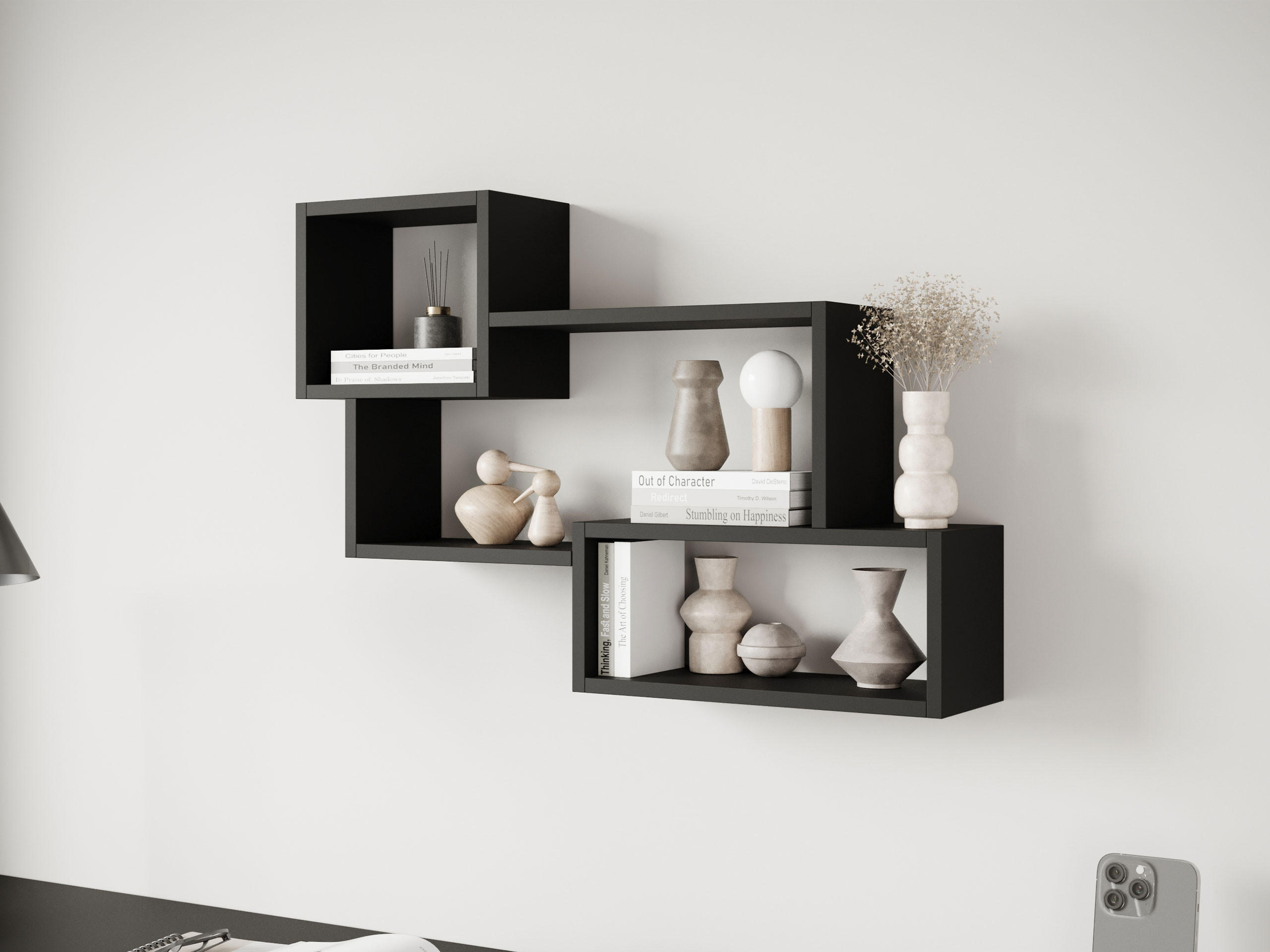 Thumbnail - Mirjan24 Wandregal, Schwarz, Holzwerkstoff, Rechteckig, 87x54x18 cm, Wohnzimmer, Regale, Wandregale