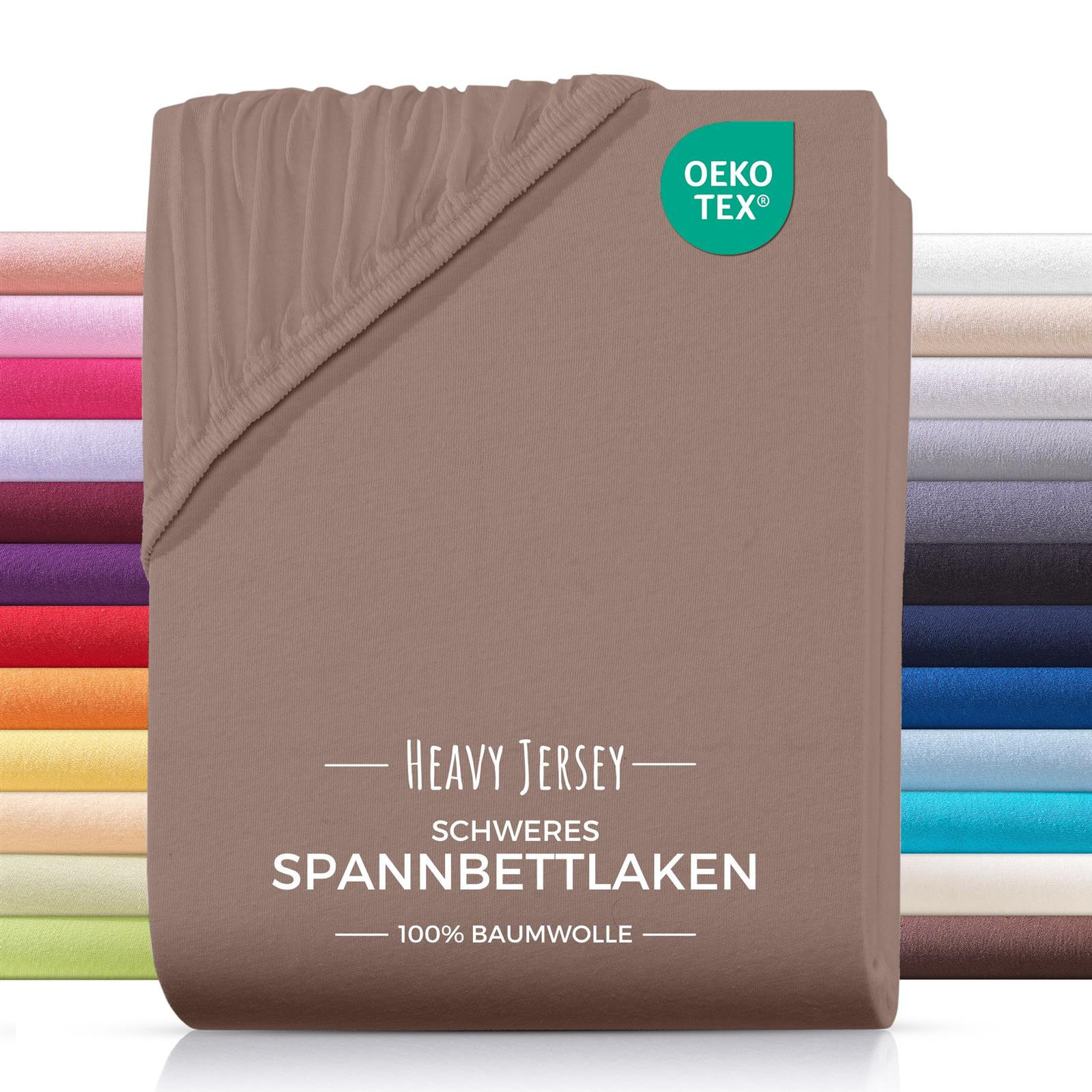 SPANNBETTLAKEN Heavy Jersey aus 100% Baumwolle, Bettlaken 180x200 Braun - Braun, Textil (180/200cm) - Carpe Sonno