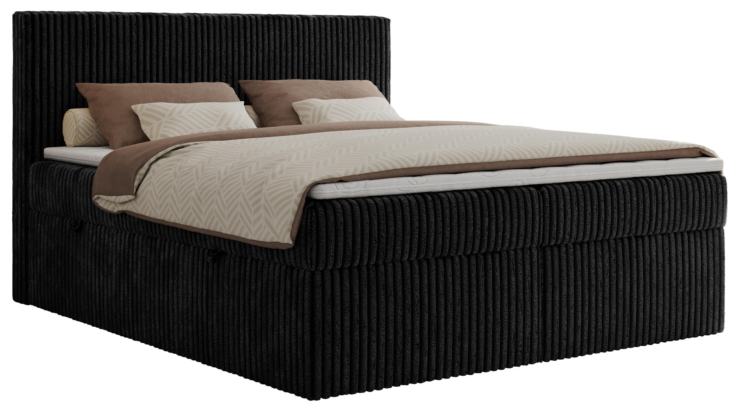 BOXBETT TILIANO 140/200 - Schwarz Cord - H3 - Schwarz, Textil (140/200cm) - MKS