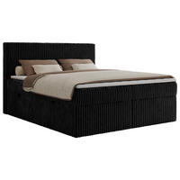 BOXBETT TILIANO 160/200 - Schwarz Cord - H3 - Schwarz, Textil (160/200cm)