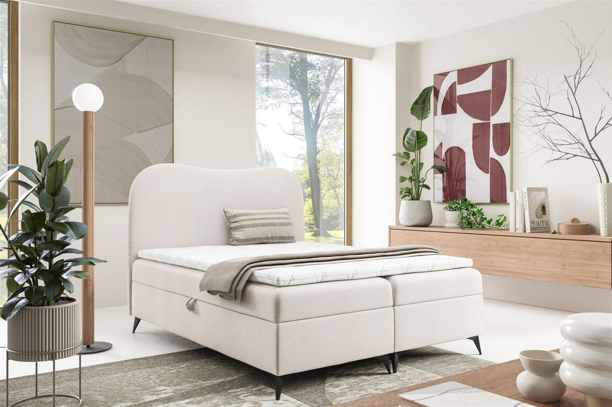 BOXBETT Blair Premium - Weiß, Holzwerkstoff/Textil (120/200cm) - Fun Möbel