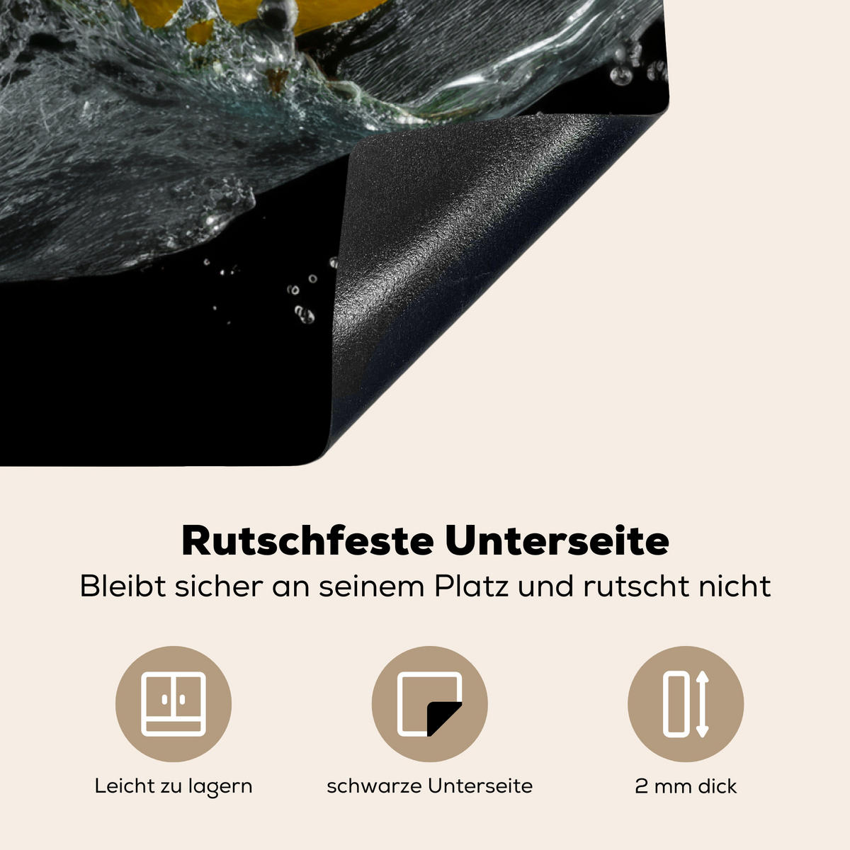 HERDABDECKPLATTE Zitrone - Obst - Gelb - Schwarz 78x78 cm - Gelb, Kunststoff (78/78/0.2cm) - MuchoWow