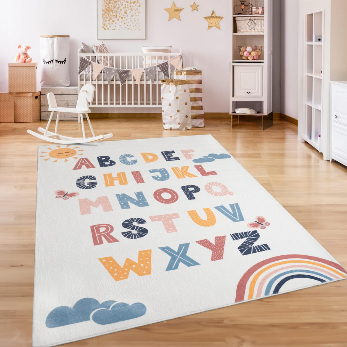 KINDERTEPPICH waschmaschinenwaschbar Alphabet Kinderzimmer schmutzabweisend Mehrfarbig Rechteckig 120x160 - Multicolor, Textil (120/160cm) - KADIMA DESIGN