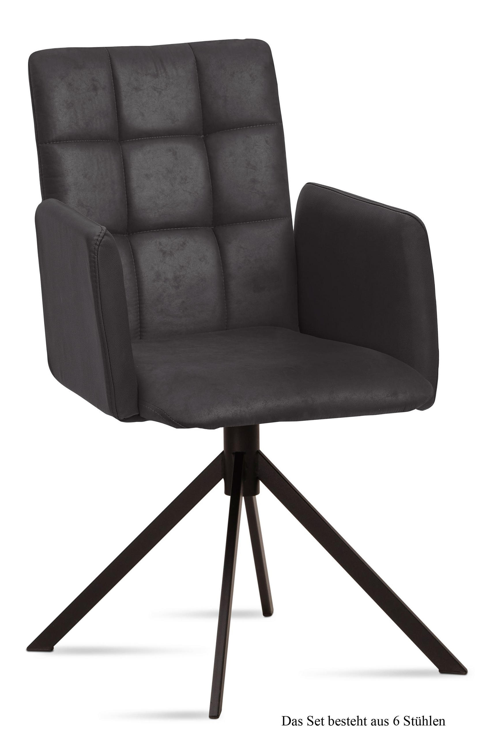 ARMLEHNSTUHL (6er-Set) Drusi 52x91x60 Schwarz/Anthrazit - Anthrazit/Schwarz, Kunststoff (60/91/52cm) - 58aufmkessel