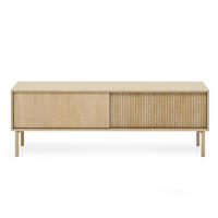 LOWBOARD Trentinis 2T Beige 153,5/53,4/39,5 cm – Geriffelte Fronten - Eichefarben, Holzwerkstoff/Metall (153.5/51.8/39.5cm) - AX Living