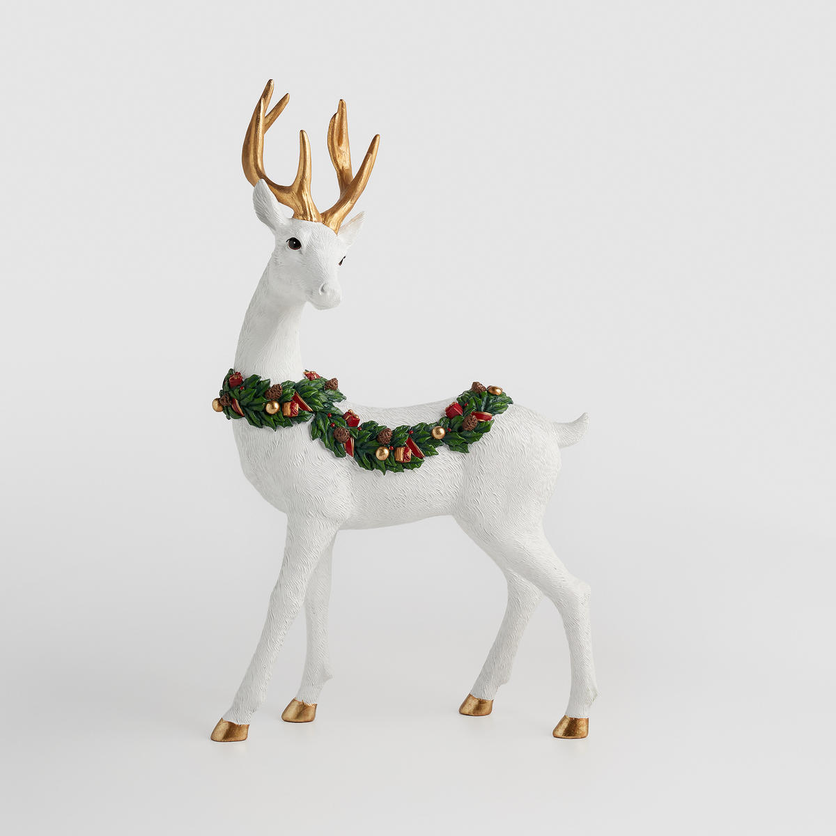 DEKOFIGUR Wreathdeerio, weiß, 47.5 x 10.5 x 29 cm, Dekorative Weihnachtsdeko - Weiß, Kunststoff (10.5/47.5/29cm) - home&you