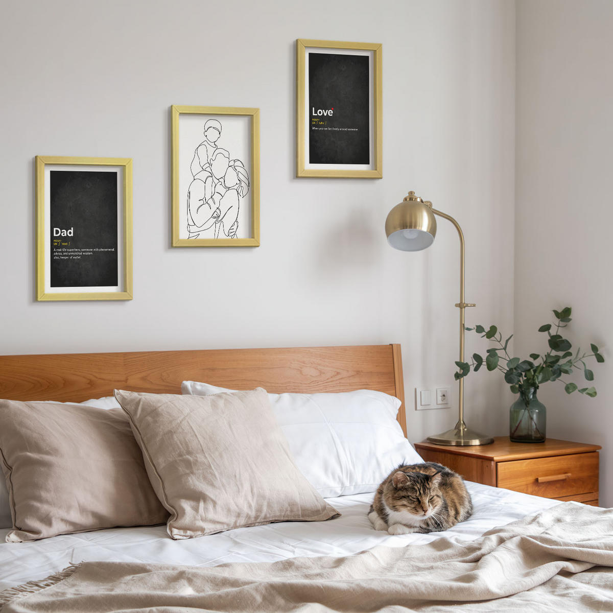 WANDBILDER 3er Set - 20x30 cm Goldrahmen - Familiengeschichte, Kunst, Liebe, Vaterschaft - Goldfarben, Kunststoff (20/30cm) - ArtPrintCave