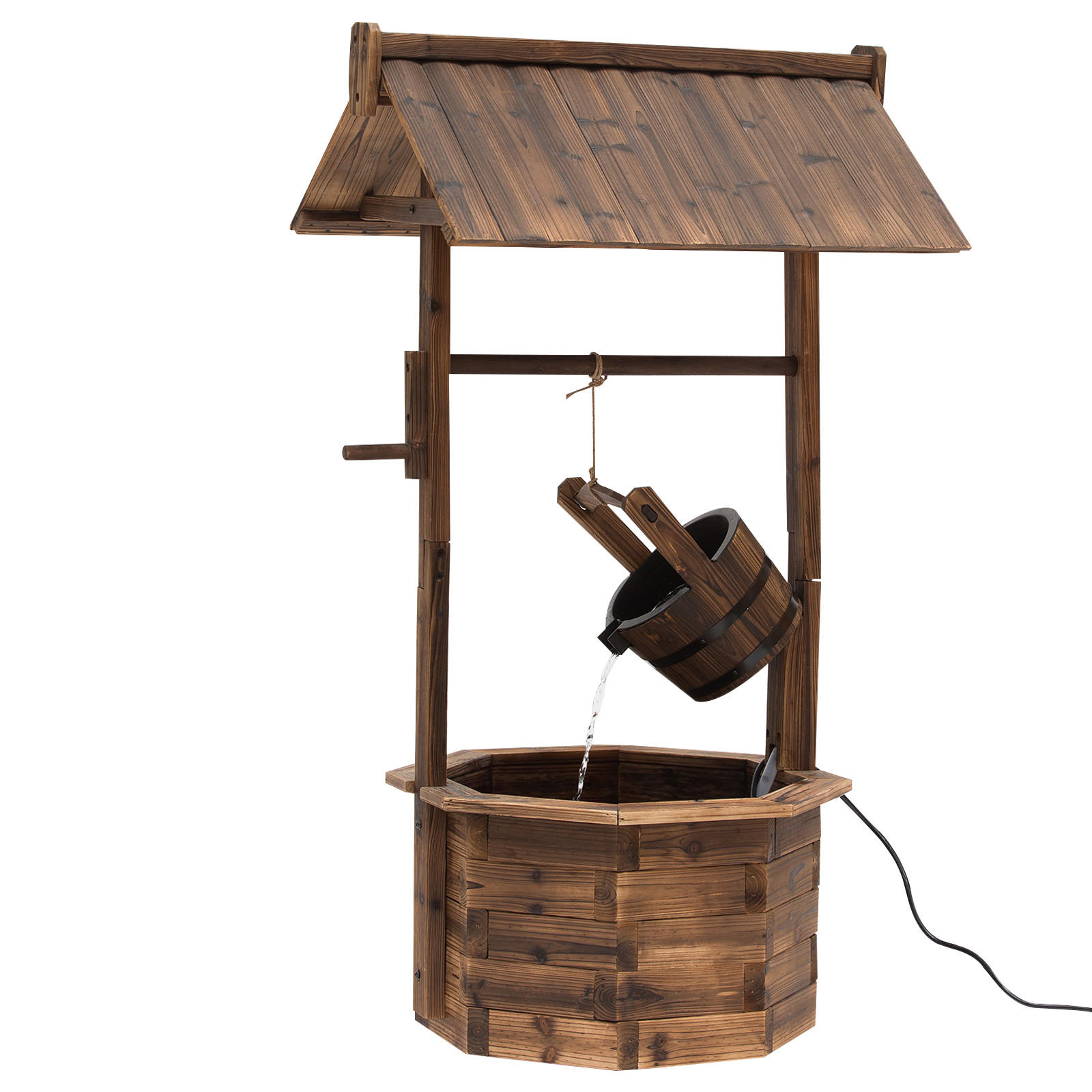 GARTENBRUNNEN, Tannenholz, Verkohlt - Dunkelbraun, Holz (68/57/118cm) - Outsunny