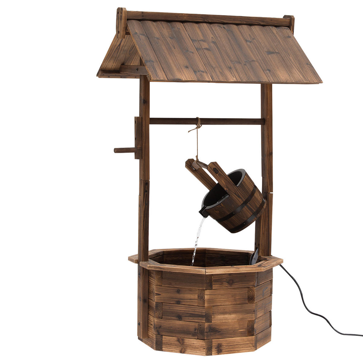 GARTENBRUNNEN, Tannenholz, Verkohlt - Dunkelbraun, Holz (68/57/118cm) - Outsunny